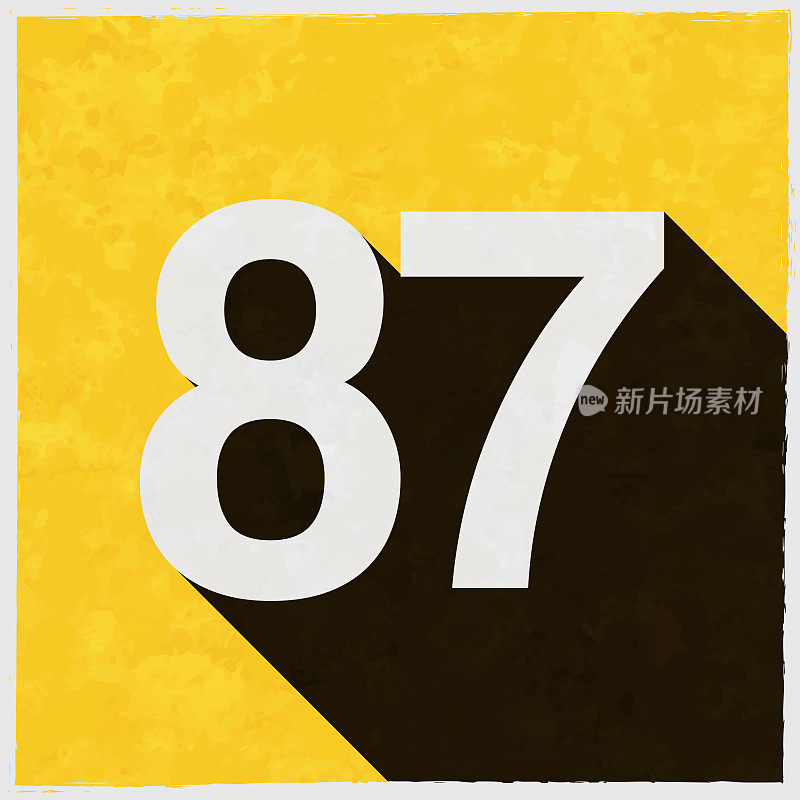 87 -第87号。图标与长阴影的纹理黄色背景